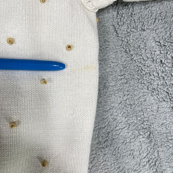 Storybook Knits Cardigan Sweater Women's 3X Beige Seashells Long Sleeve V-Neck - Picture 13 of 16